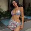 Novo Maiô Três Peças Dividido 2025 para Mulheres Cobrir a Barriga e Aparência Emagrecedora Roupa de Banho para Resort de Praia Fonte Termal [Dropshipping]