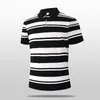 Nueva colección de verano: Camisa polo de manga corta para hombre, estilo business casual, con diseño de punto a rayas blancas y negras, una opción de alta gama y versátil para hombres jóvenes