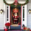 Cortina de Porta de Natal Transfronteiriça Banner Tecido de Fundo Decoração Cenário de Feriado Layout Tapeçaria Cobertura do Papai Noel