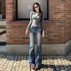 Jeans de Pierna Recta Elásticos Ajustados|Denim Lavado Desgastado|Estilo Retro Americano|Mali Mary