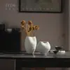 Creativo Nuevo Jarrón Simple Hidropónico Cerámica Sala de Estar Gama Alta Arreglo de Flores Secas Decoración Artística para el Hogar Adornos