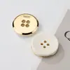 Botones Combinados de Resina y Metal, Botones Redondos Planos de Cuatro Agujeros para Trajes, Abrigos y Gabardinas de Hombre y Mujer, Venta al por Mayor