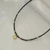Colar Colar com Pingente de Coração de Espinélio Preto Natural Acessível Luxo Nicho Corrente Clavícula 2025 Novo Simples High-End Colar de Suéter