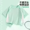 Camiseta de Manga Corta para Niños 2026 Verano Nueva Parte Superior de Secado Rápido con Color de Contraste Cuello Redondo Manga Media Deportiva Uniforme de Clase Personalizado Ropa