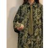 Corbata Marrón para Mujer, Camisa Casual Vintage Estilo Retro Hong Kong Verde, Versátil Nicho Atado a Mano Cool