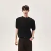 Suministro Exclusivo Transfronterizo Estilo Coreano Simple Estilo Old Money Camiseta Casual de Punto de Manga Corta Camisa Polo Top Versátil Cleanfit