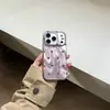 Capa Roxa para Celular Maçã em Formato de Coração 17 Pro Max Adequada para iPhone 16 Pro Impressão de Camada Dupla 15 Pro Cordão 14