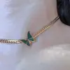 Ins Design de Luxo Leve de Nicho Sense Borboleta Verde Colar Gargantilha Retro Francesa Corrente de Clavícula Corrente de Pescoço Elegante Tendência