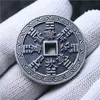 Collar Colgante de Moneda Antigua Hecha a Mano de Plata Pura con Patrón de Flor de Espíritu de Montaña de 30 mm