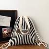 Bolso de Mano para Mujer Bolso Tote Transfronterizo Mochila de Cordón Rayas de Amor Bolso de Gran Capacidad Bolso Tejido Bolso de Hombro