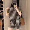 2024 Nuevo Conjunto Deportivo de Imitación de Algodón Seda de Leche Estilo Coreano Traje Adelgazante para Mujer Shorts Blancos de Manga Corta Conjunto de Dos Piezas