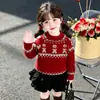 Suéter para niña, colección otoño/invierno 2026 nuevo, top de punto estilo caricatura para niños, engrosado para abrigar, top navideño de moda