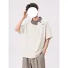 Camiseta Masculina de Manga Curta com Gola Babado Pied-de-Poule, Estilo Old Money de Verão, Versátil Casual, Camisa Polo de Meia Manga com Botões e Gola Diagonal