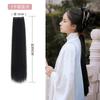 Peruca Hanfu, aplique de cabelo em coque, aplique de cabelo cacheado com tranças embutidas para traje antigo, aplique de cabelo liso estilo antigo