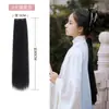 Peluca Hanfu, Extensión de Cabello de Una Pieza Estilo Antiguo, Moño Alto, Cabello Corto, Cabello Rizado de Seda de Maíz para Disfraz Antiguo, Cabello Largo Lacio