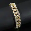 Pulsera de aleación de diamantes cubanos con hebilla de resorte de 13 mm, estilo hip hop, popular en Europa y América, joyería de discoteca de moda.