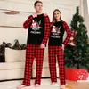 Conjunto de pijama a cuadros con tema de renos navideños europeo y americano transfronterizo, manga larga y pantalón largo, conjunto de dos piezas para estar en casa