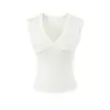 Top de tirantes sin mangas con retazos sexy de cuello en V estilo europeo y americano para mujer, corto de verano, adelgazante, versátil, capa base, moderno