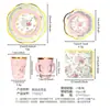 Fiesta de Cumpleaños Temática de Fiesta de Té Vajilla Desechable Plato Taza con Asa Plato de Papel con Forma Especial Set de Artículos de Decoración