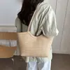 Bolsa Tote Grande de Textura Trançada Estilo Europeu Bolsa Simples Versátil de Ombro Único Bolsa de Mão Retro para o Dia a Dia Feminino