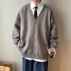 Primavera e Outono Novo Suéter Tricô Casaco Trendy Roupa Exterior Top Interno Estilo Preguiçoso Cardigan Unissex Jaqueta Solta Casal