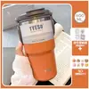 Taza de café de acero inoxidable, taza térmica, taza grande con popote, vaso de agua de aspecto elegante para niñas, vaso para hielo que mantiene el frío para hombres