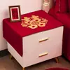 Funda de Tela para Mesita de Noche de Boda, Decoración Festiva Roja para el Dormitorio Nupcial, Mantel para Mesa de Café, Funda de Tela con Caracteres de Doble Felicidad para Boda