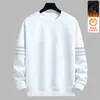 Moletom masculino de outono e inverno, corte solto, forrado com fleece, espessado, pulôver, gola redonda, camiseta de manga longa, tamanho grande, moderno e versátil