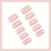 Uñas Vestibles Color Rosa Nude Sólido Estilo Dulce y Sencillo Transfronterizo Europeo y Americano 24 Piezas Puntas de Uñas Removibles