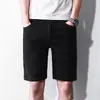 Shorts de Mezclilla Lisos de Verano para Hombre Pantalones de Cinco Puntos Estilo Coreano Modernos Elásticos Ajustados Casuales de Longitud Media talla extra Delgados