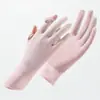 Luvas de Proteção Solar Femininas Verão Novo K5 Seda Gelo Malha Respirável Antiderrapante Camadas Aba Rebatível Proteção UV para Dirigir