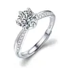 Anillo de Diamante de Lujo Ligero para TikTok Transfronterizo, Moissanita Simulada, Piedra Semi-Cultivada, Anillos Ajustables de Pareja de un Quilate, Venta al por Mayor Dropshipping