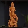 Adornos Tallados en Madera de Ciprés, Estatuas de Buda, Guanyin, Mazu, Guanyin del Mar de China Meridional, Ksitigarbha, Adornos para Decoración de Sala de Estar, Artesanías, Regalos