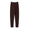 Cachemira Otoño/Invierno 2026 Nuevos Pantalones de Punto para Mujer Ajustados de Color Sólido Simples Control de Abdomen Cálidos Amigables con la Piel Pantalones de Capa Base