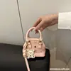 Bolsa Infantil Estilo Tweed Nova Bolsa de Mão com Desenho de Ursinho Menina Concha Bolsa de Ombro Pequena para Moedas Menina Bebê