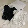 Wgwe9916 Ropa de Mujer Shisanxing de Guangzhou Verano 2026 Nueva Camisa de Manga Corta con Cuello en U, Lazo, Lunares, Top Delgado
