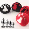 Juguete Anal con Cola de Garra de Gato Desmontable para Diversión Lunar, Bola de Pelo de Pelo Artificial Grande, Mediano y Pequeño, Negro y Rojo 9cm