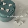 Pendientes de Corazón con Lazo de Plata de Ley S925 Ouni para Mujer Diseño de Nicho Dulce Estilo Ins Pendientes Versátiles Pendientes