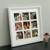 Marco de Fotos de Madera Maciza de Gama Alta con Múltiples Compartimentos al por Mayor para Mascotas Parejas Hecho a Mano DIY Color Nogal Marco de Fotos de Nueve Compartimentos de Mesa