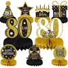 Decoración de Mesa para 16º Cumpleaños Negro Dorado Panal de Abeja Mesa Decoraciones para Fiesta de Cumpleaños Suministros Adornos de Panal para Fiesta