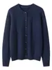 Nuevo cárdigan de cachemira para otoño e invierno para mujer, cuello redondo, patrón trenzado calado, suéter de punto grueso, simple y versátil, abrigo rejuvenecedor