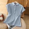 Camiseta Coreana Fina de Cor Pura Simples de Manga Curta para Mulheres 2025 Verão Nova Moda Casual Versátil Look Emagrecedor Top Tendência