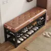 Banqueta para zapatos en la entrada, se puede sentar en ella, simple, almacenamiento de múltiples niveles, zapatero, hierro forjado, acolchado suave, taburete multi-funcional para cambiarse los zapatos, metal, otros