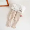 Medias Rayadas de Tulipán Engrosadas Forradas de Polar para Invierno Doble Costura para Niñas Algodón Peinado Dibujos Animados Dulces Pantimedias para Niños