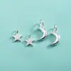 Prata Esterlina S925 Artesanato Fino Acessórios Pingente Estrela Pentagrama Estilo Coreano Estilo Ins Pulseira de Cristal Pingente Lua Ornamento