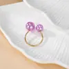 Anillo de Perla Abierto de Tamaño Ajustable con Forma de U Estilo Coreano de Moda Normcore Creativo Colorido Rosa y Azul Doble Perla Anillo Ajustable