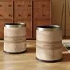Cubo de basura de cuero americano sala de estar dormitorio cubo sanitario de alto valor 2025 nuevo baño desodorante papelera grande