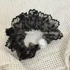 Diadema de Encaje Azul con Estampado de Leopardo de Gama Alta para Mujer, Diadema Vintage de Perlas, Suave con el Cabello, Banda Elástica