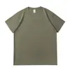 Verão 200g Ombro Regular Algodão Puro Malha Solta Manga Curta Unissex Cor Sólida Gola Redonda Camiseta de Manga Curta para Casal