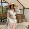 Nuevo Bikini Corea del Sur Pecho Pequeño Push-up Cubre Vientre Adelgazante Estilo Ins Cuatro Piezas Fuente Termal Dividido para Mujer Natación en Fuente Termal